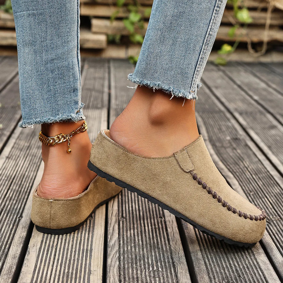 Bequeme Damen-Mules im Mokassin-Stil, geschlossen, mit flexibler Sohle