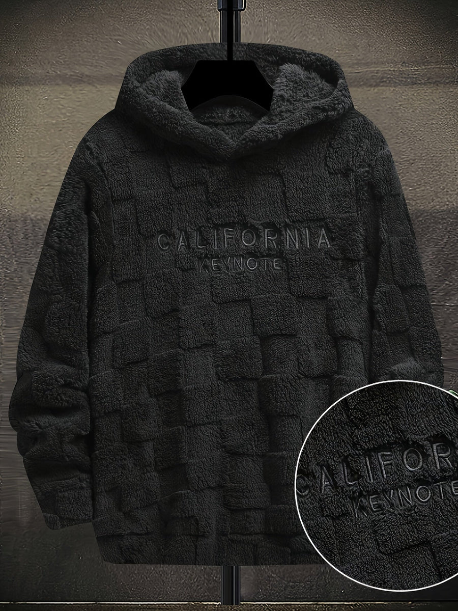 Sweat à capuche doux texturé en peluche pour homme avec motif « California Keynote »