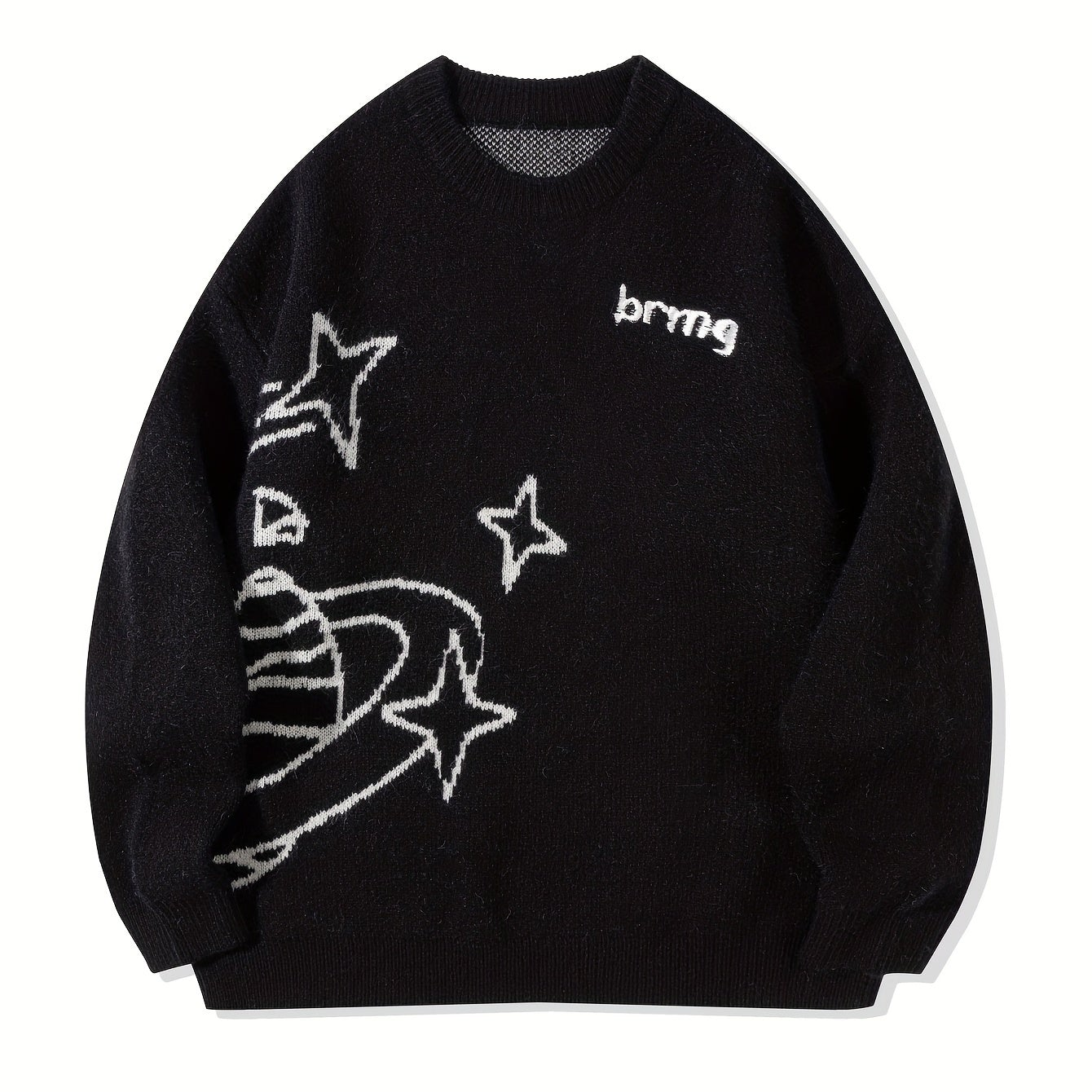 Pull en maille unisexe avec motif Planète et étoiles à col rond