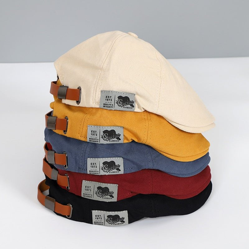 Gorra tipo boina plana gavroche unisex de tela, con correa ajustable