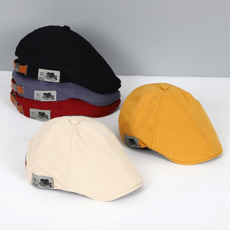 Gorra tipo boina plana gavroche unisex de tela, con correa ajustable