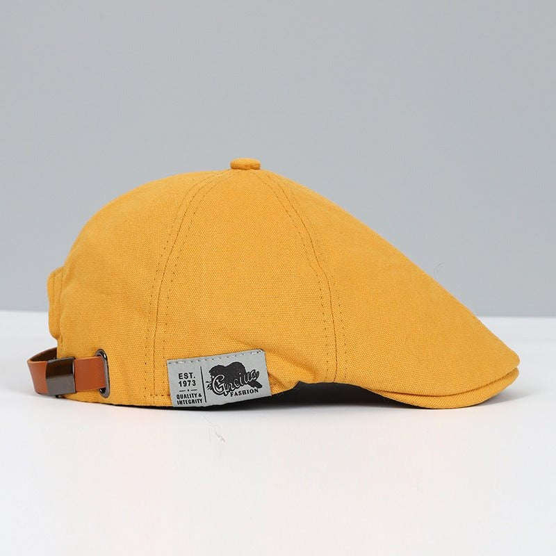Gorra tipo boina plana gavroche unisex de tela, con correa ajustable
