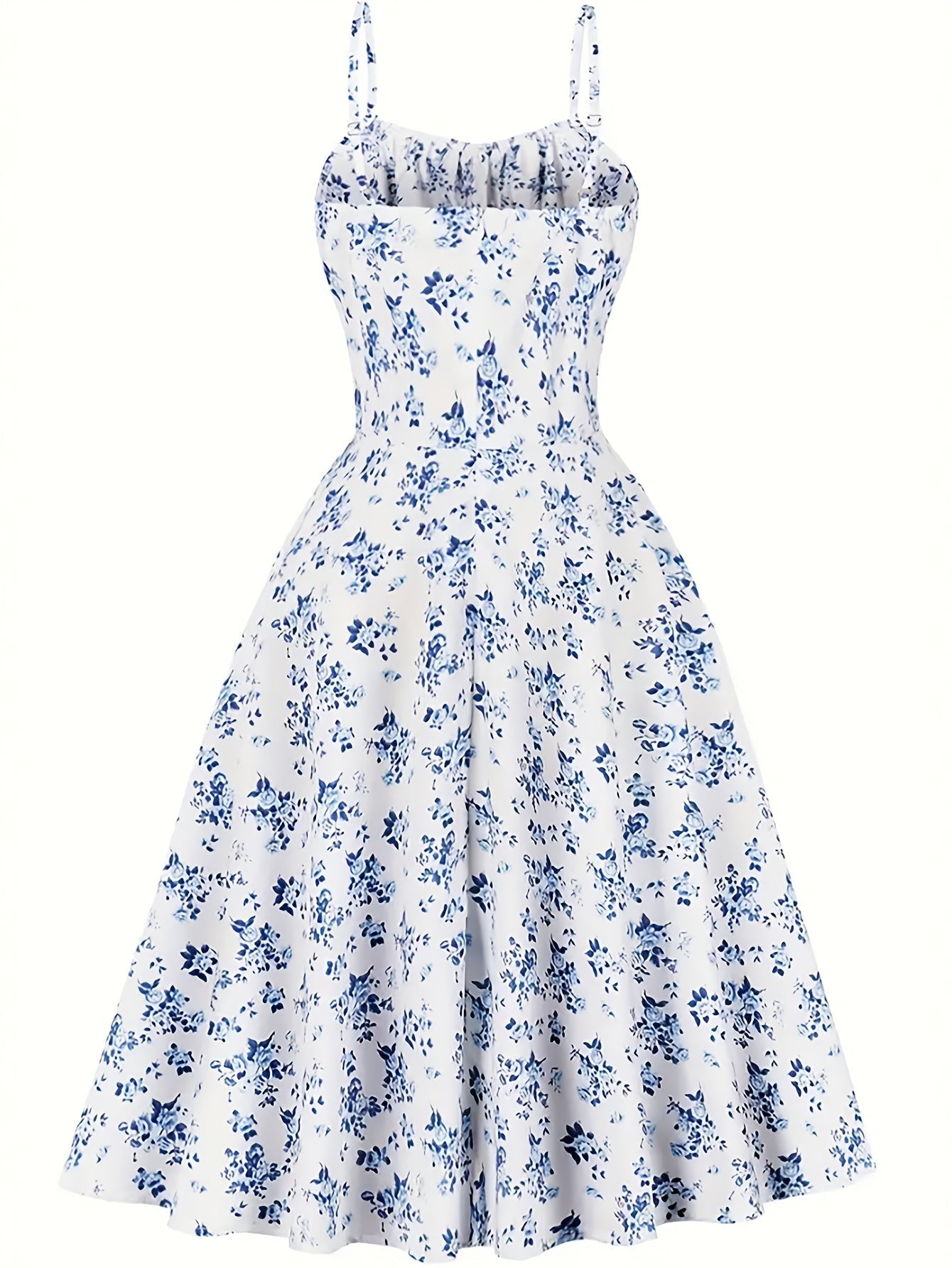 Robe mi-longue femme style champêtre à imprimé fleuri, élégante pour été et occasions décontractées