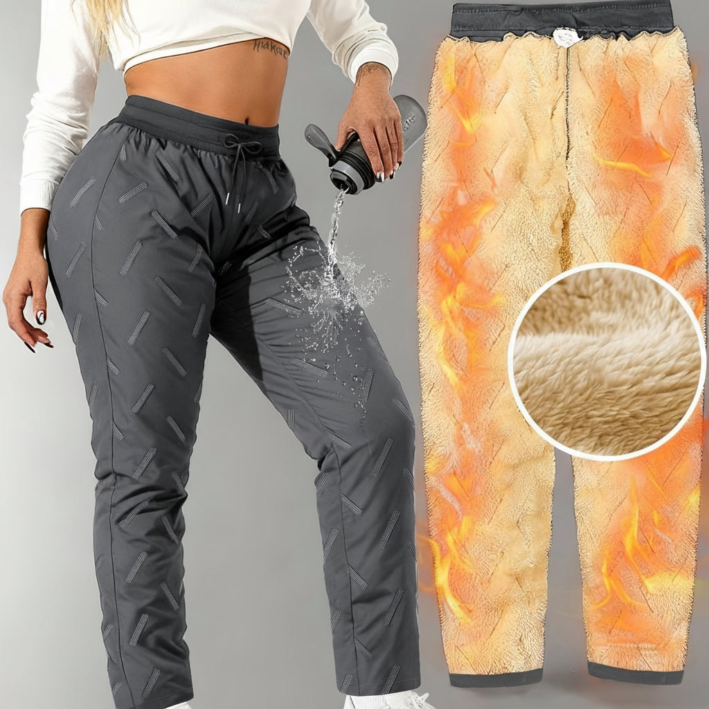 Pantalon de jogging femme doublé polaire chaud à taille élastique