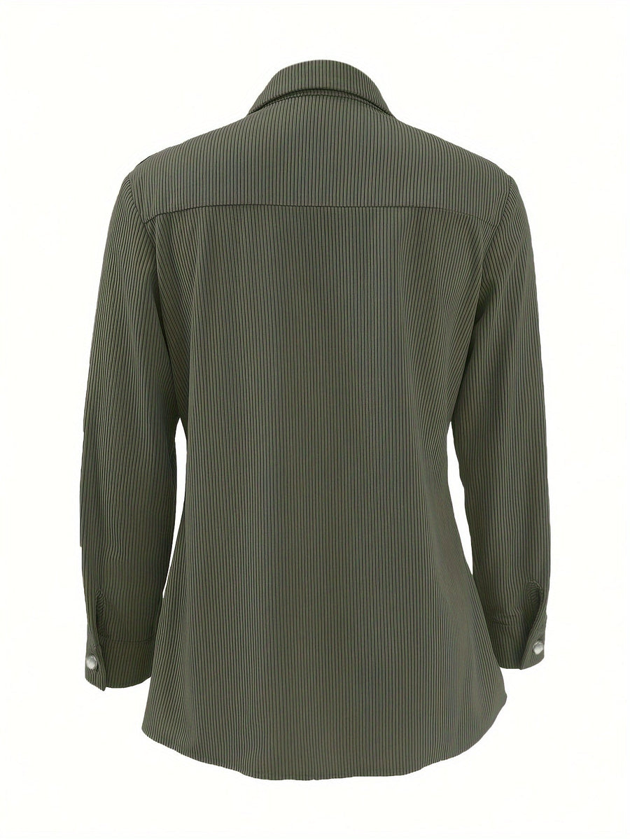 Surchemise Femme Côtelée Jaune Manches Longues Boutons Pression