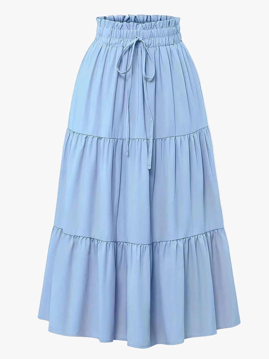 Jupe Longue Femme Élégante Taille Haute à Volants, Style Printemps Été, Idéale pour Loisirs et Sorties