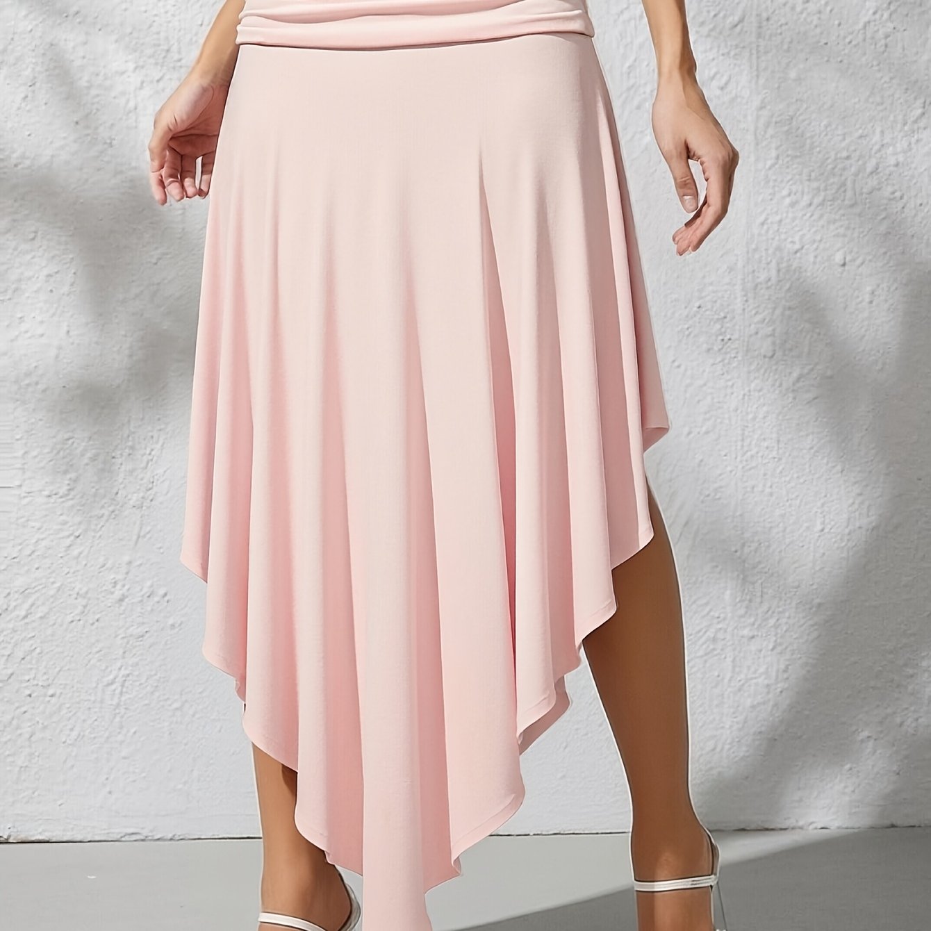 Falda larga de playa para mujer estilo bohemio con cintura fruncida y dobladillo asimétrico - Ideal para vacaciones y la costa