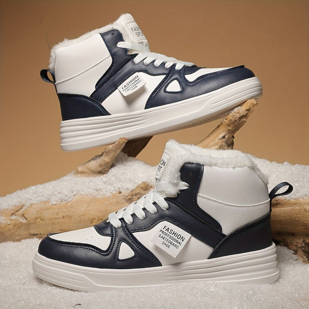 Baskets montantes doublées pour l'hiver, tricolores ou unies, chaudes et confortables