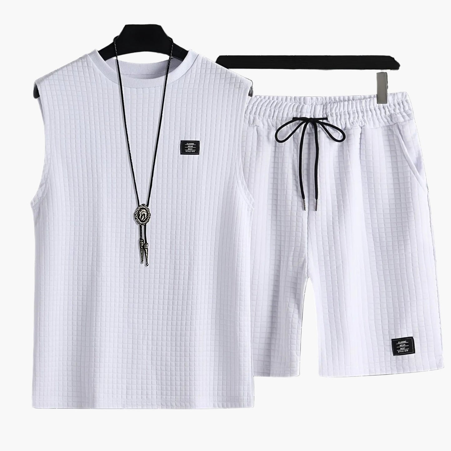 Ensemble Débardeur et Short Homme Style Décontracté Estival Motif Carreaux