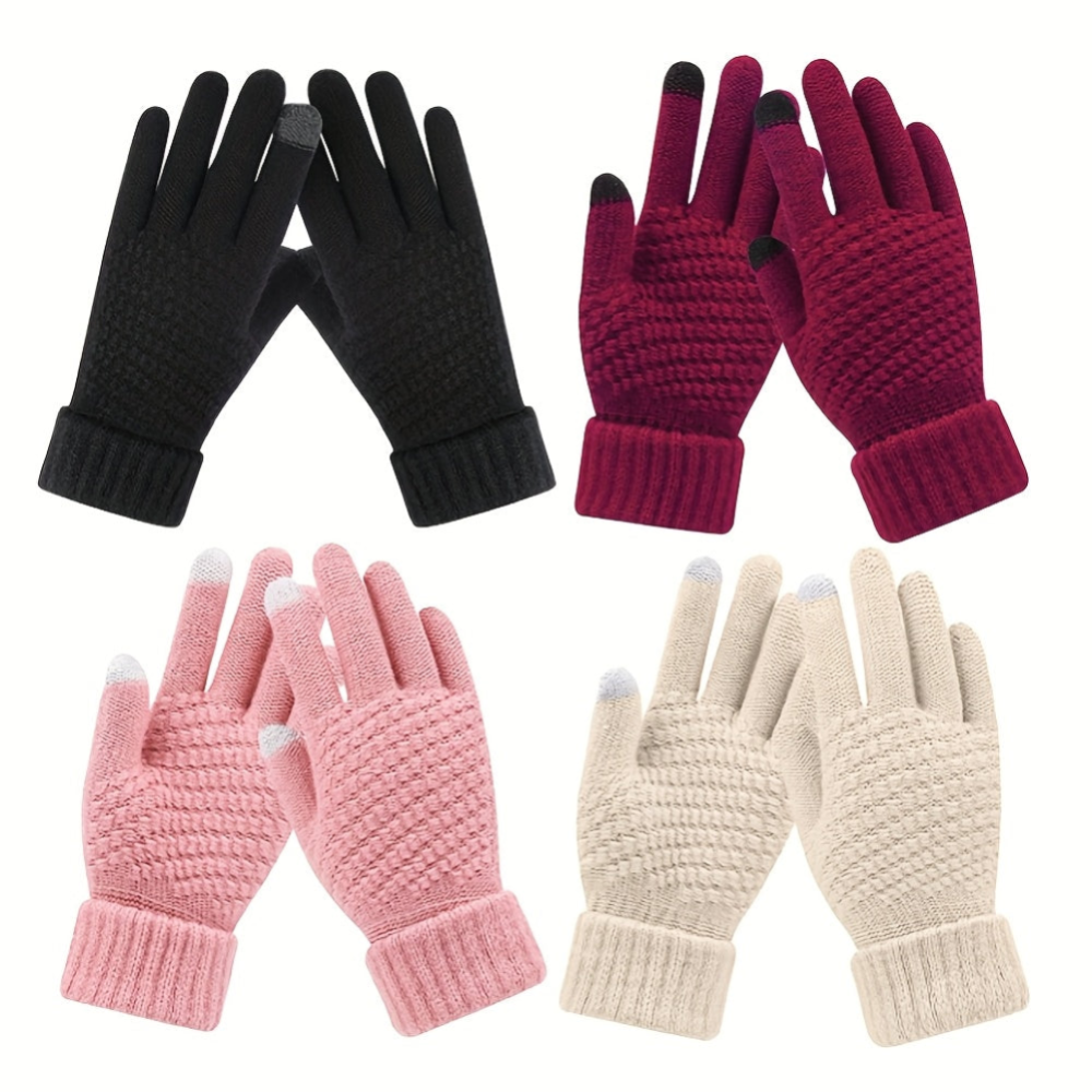 Gants tactiles tricotés pour écran d'hiver unisexe multicolores
