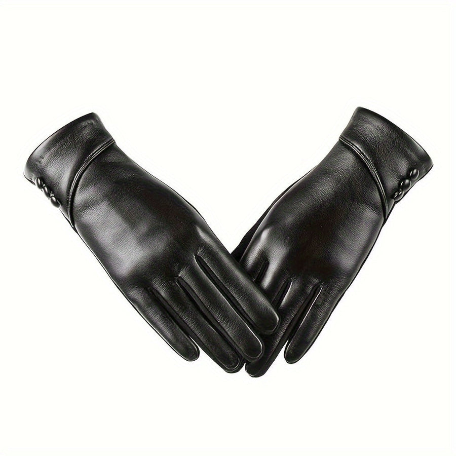 Elegante sorte handsker med knapdetalje til kvinder