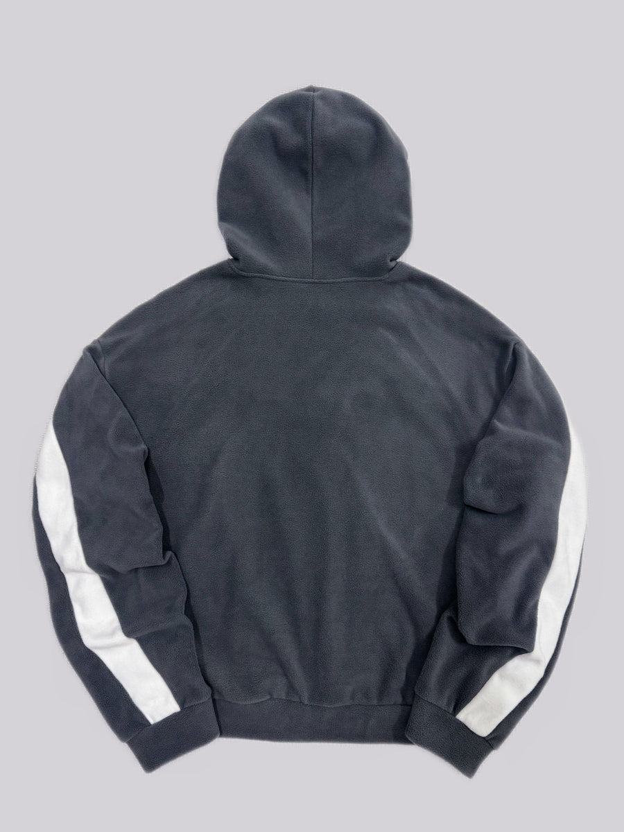 Sweat à Capuche Homme Bicolore Gris Anthracite Blanc Col Roulé Sportif Décontracté