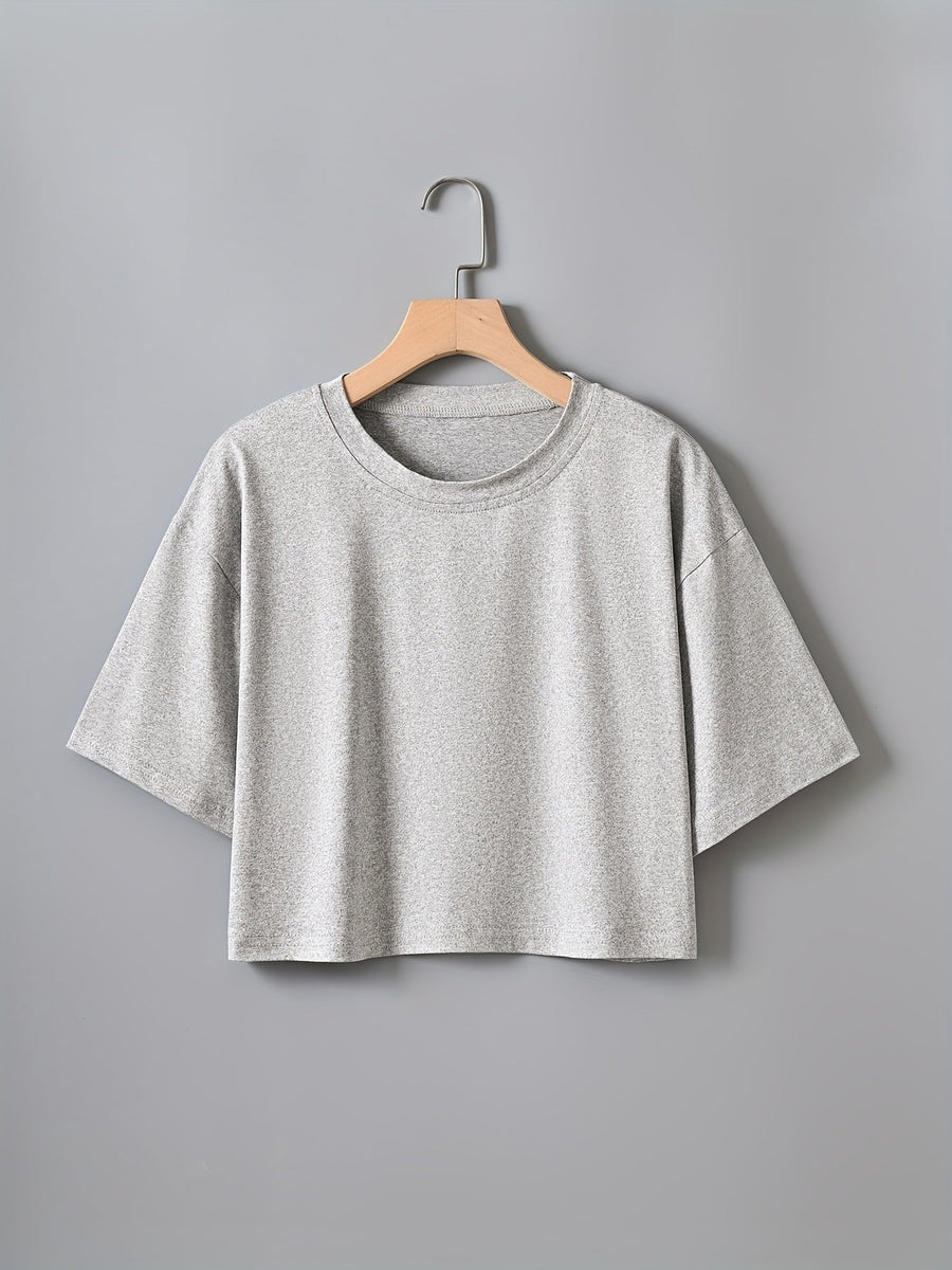 Casual short-sleeve cropped T-shirt for women, urban style