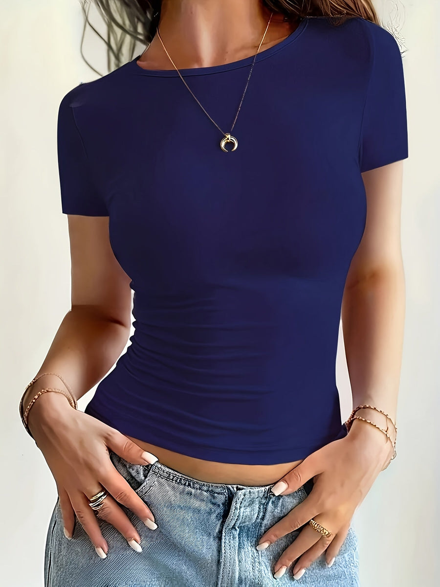 Women's short-sleeve fitted T-shirt, casual chic style for all occasions