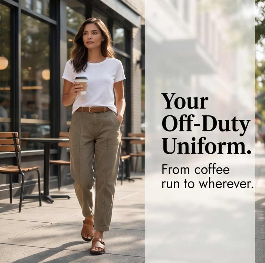 Pantalon femme coupe décontractée couleur kaki clair avec ceinture