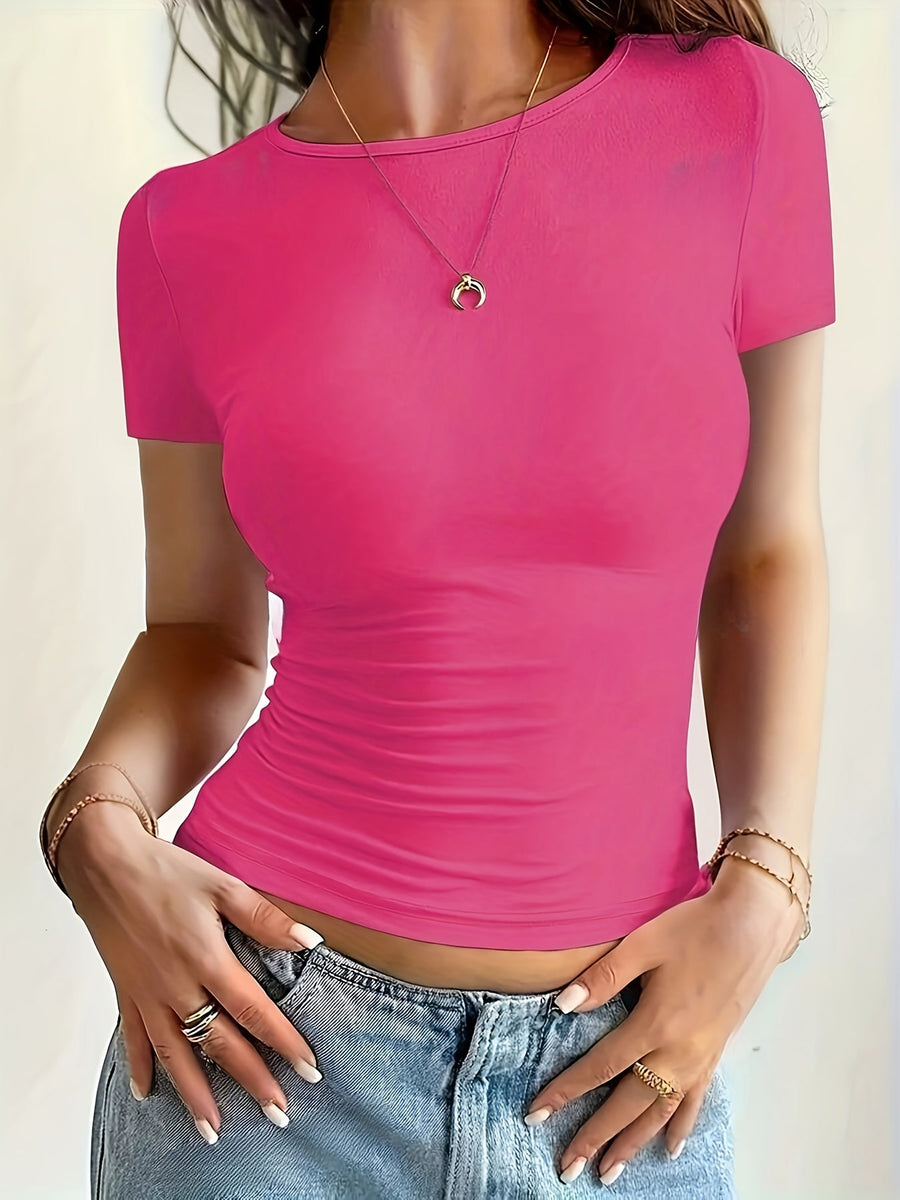 Women's short-sleeve fitted T-shirt, casual chic style for all occasions