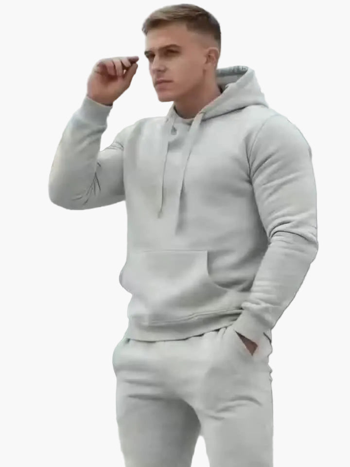 Herrejoggingdragt i sporty afslappet stil med hætte til alle årstider