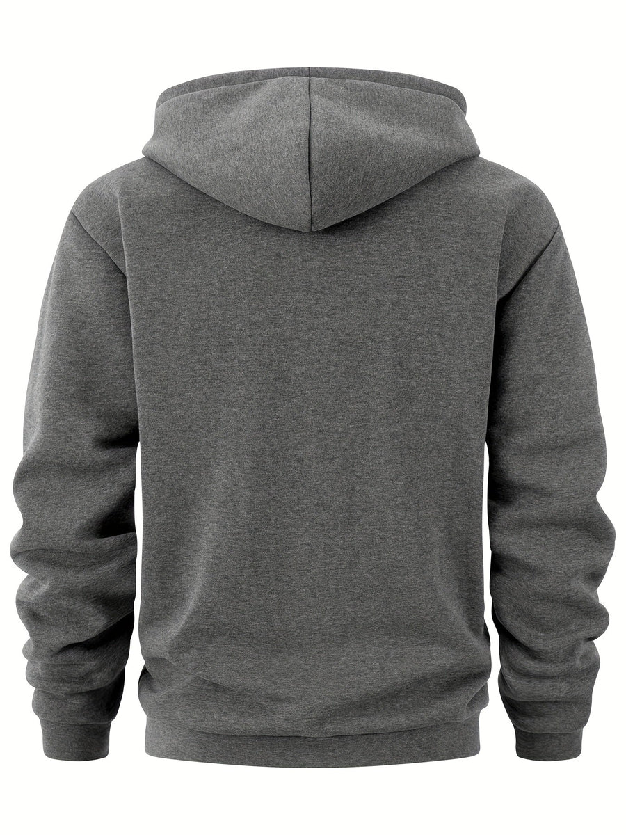 Sweat à Capuche Homme Mi-Zip avec Poches Zippées Devant Kaki
