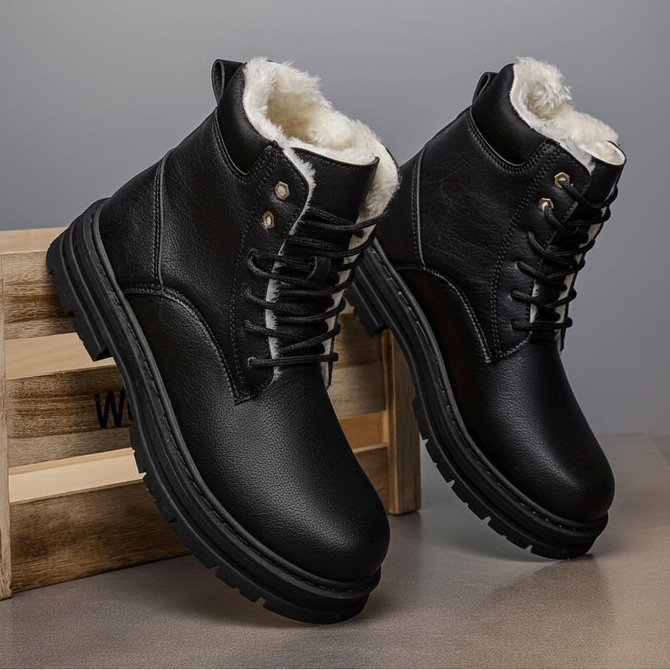 Bottes montantes homme fourrées chaudes à lacets, plusieurs coloris disponibles