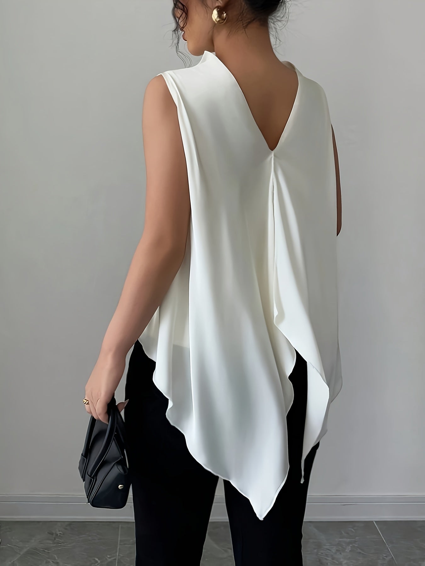 Women's Sleeveless Blouse with High Neck, Elegant Style for Office and Evening