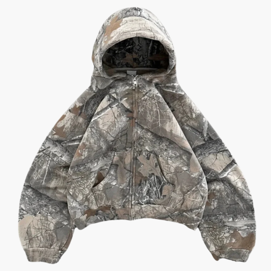 Felpa con Cappuccio Oversize Mimetica Unisex Streetwear per Tempo Libero e Attività all'Aperto