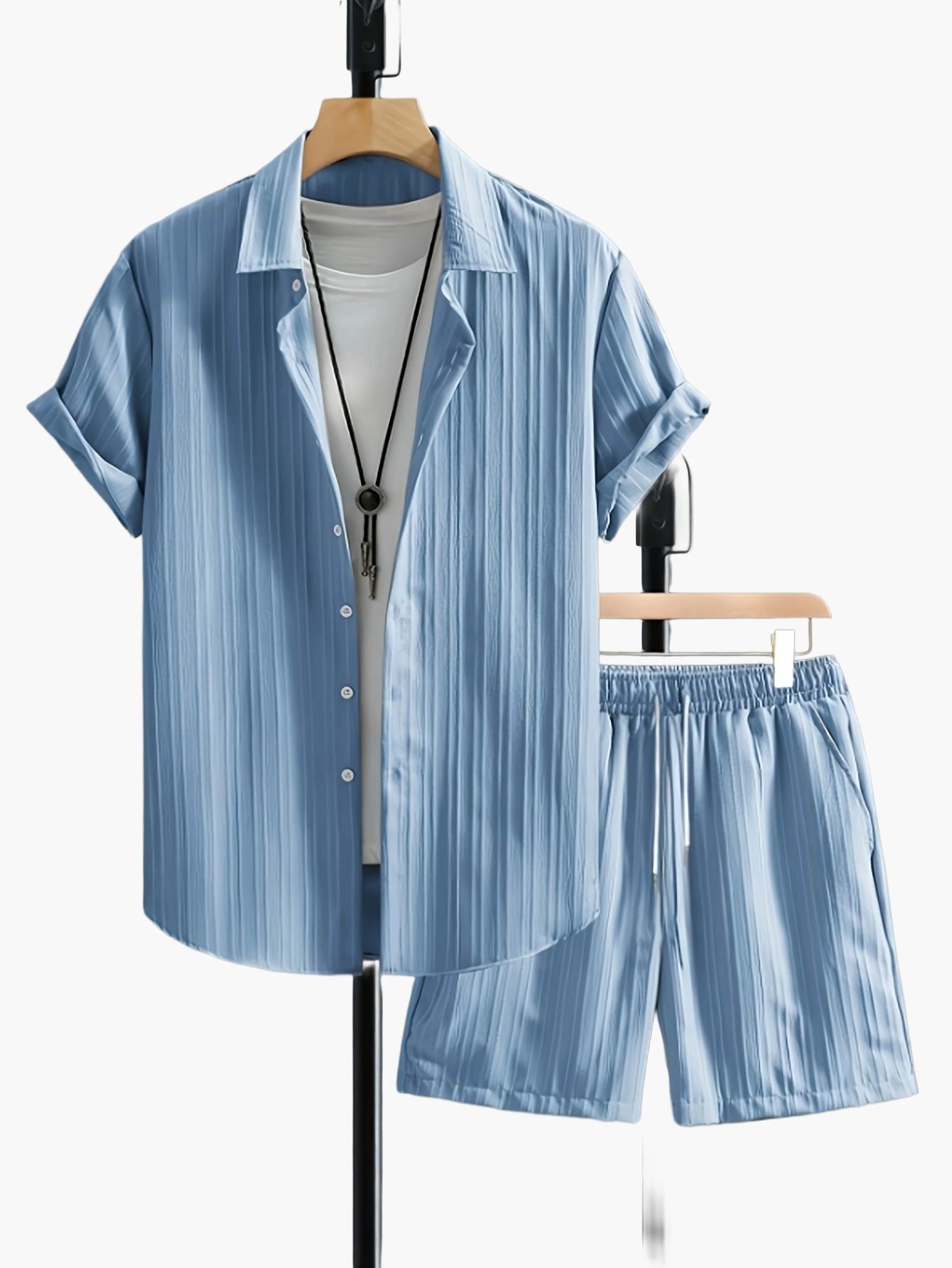 Ensemble Chemise et Short Décontracté Homme Style Plissé - Look Estival Chic et Moderne