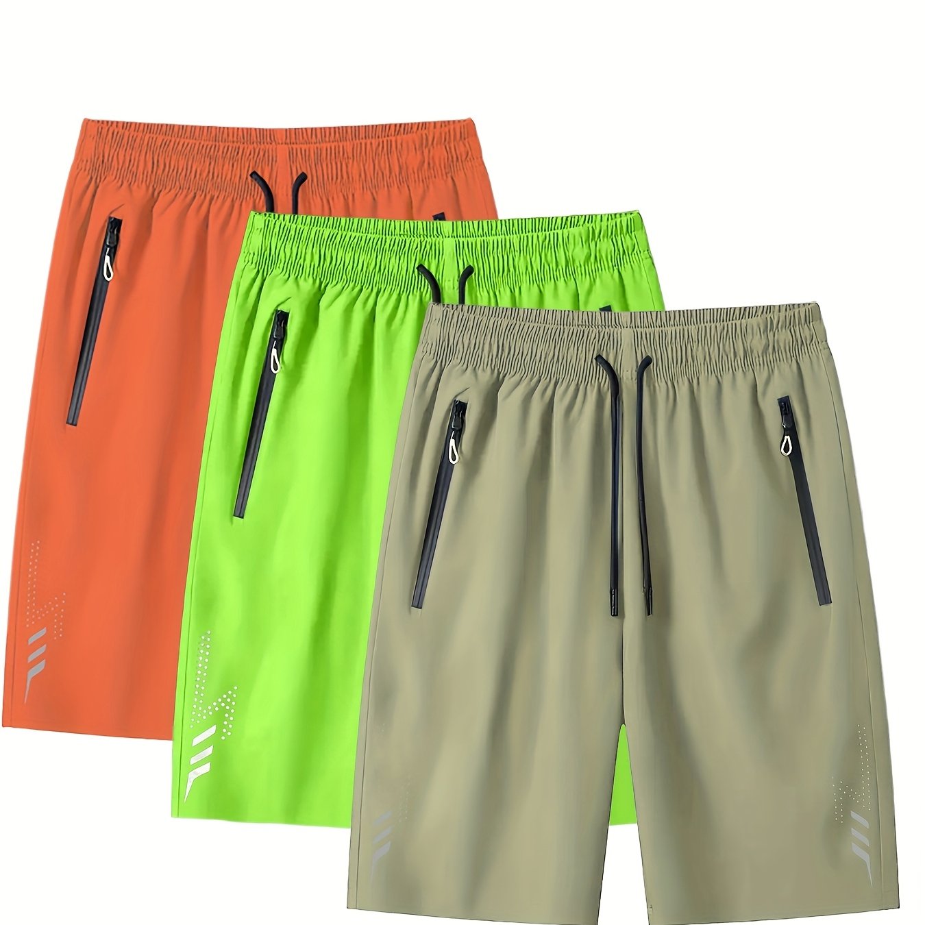 Short de sport décontracté pour homme avec poches zippées et motif géométrique