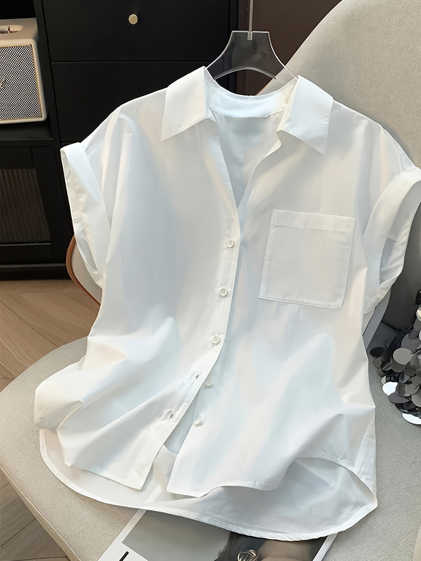 Chemisier sans manches pour femme coupe décontractée style bureau chic