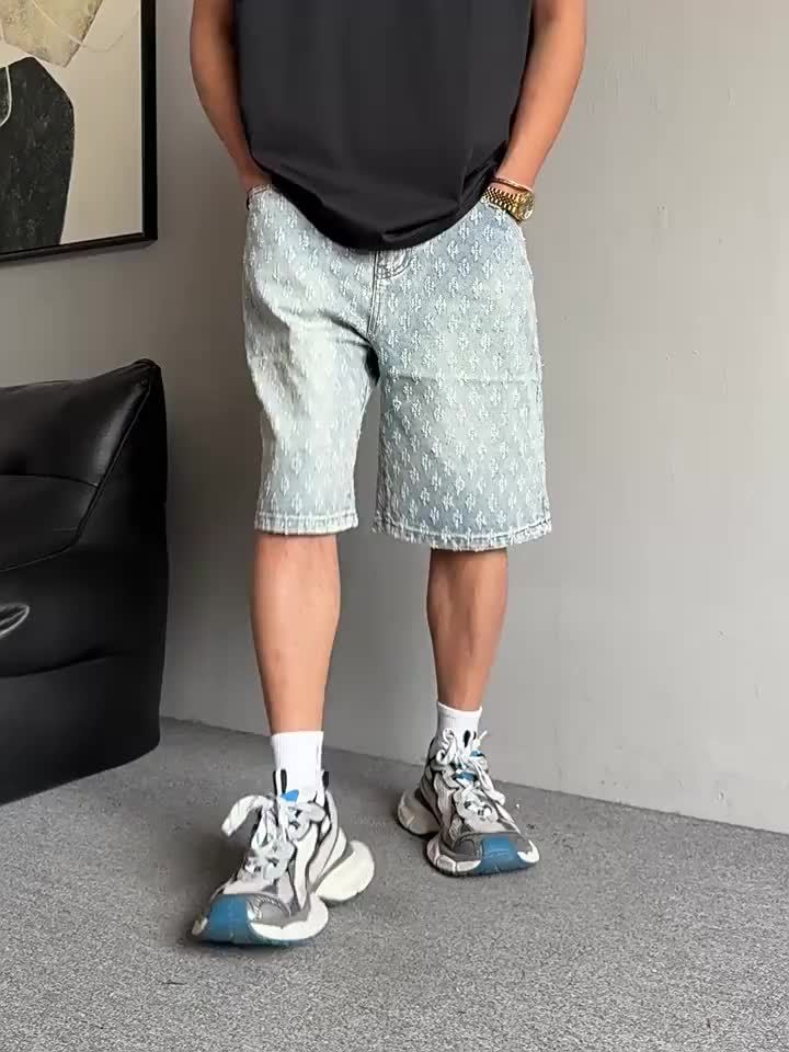 Bermuda uomo stile streetwear con motivo ricamato – Pantaloncini casual alla moda urbana