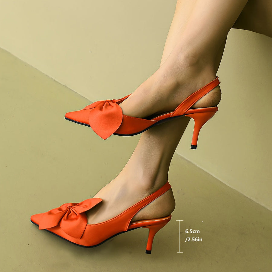 Escarpins slingback à talon haut pour femme avec nœud élégant – Style habillé soirée
