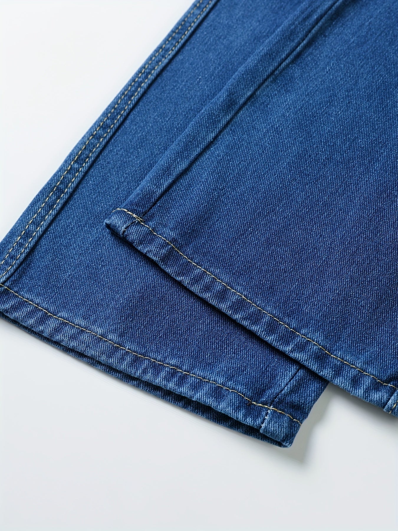 Jean décontracté bleu coupe large taille élastique cordon blanc