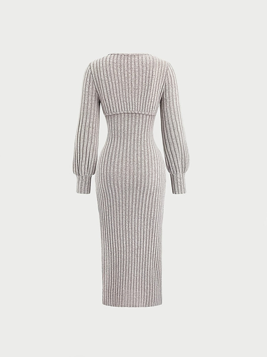 Ensemble Robe Midi Bretelles Fines & Boléro Court Manches Longues Maille Côtelée