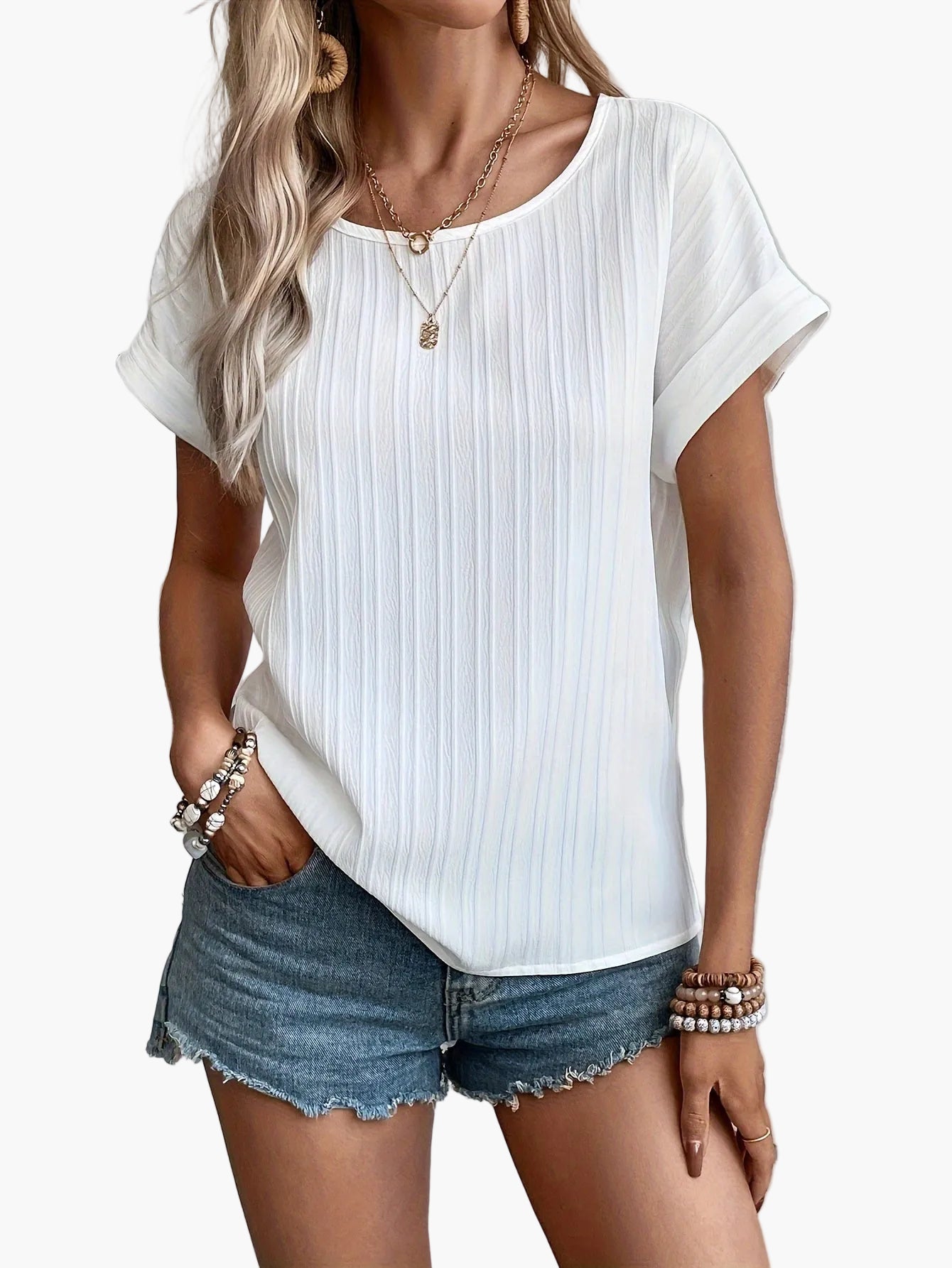 T-shirt à manches courtes style décontracté pour femme - idéal pour l'été