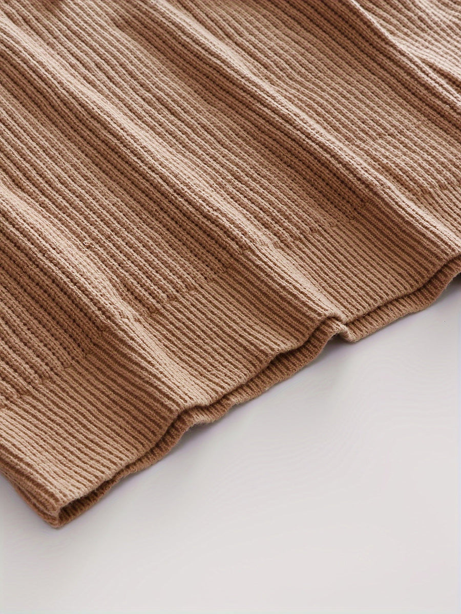 Pull à capuche homme tricoté à rayures, beige, marron et crème, motif torsadé décontracté