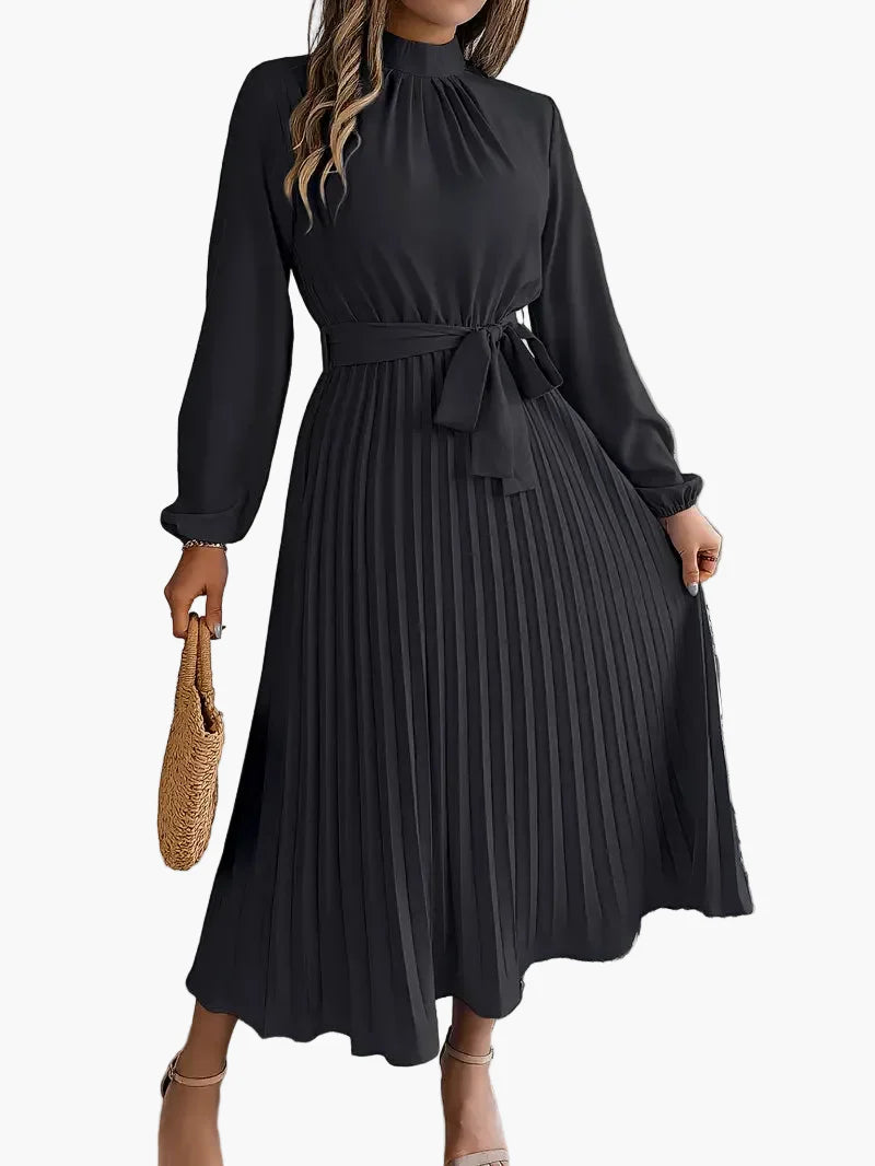 Robe mi-longue élégante à plis pour femme – Style chic et polyvalent pour occasions spéciales