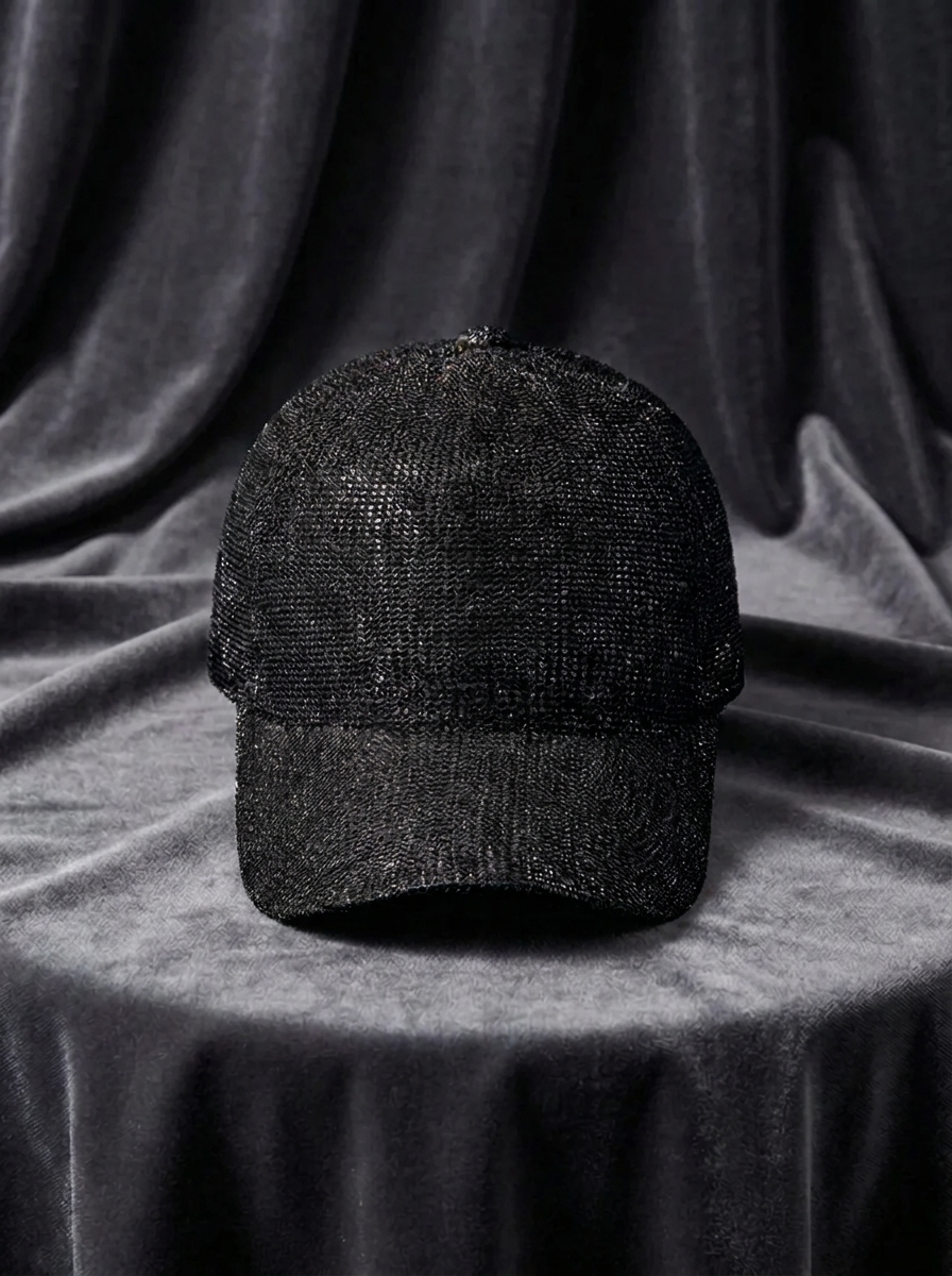 Glitterende mesh-baseballpet voor dames, sprankelend roze