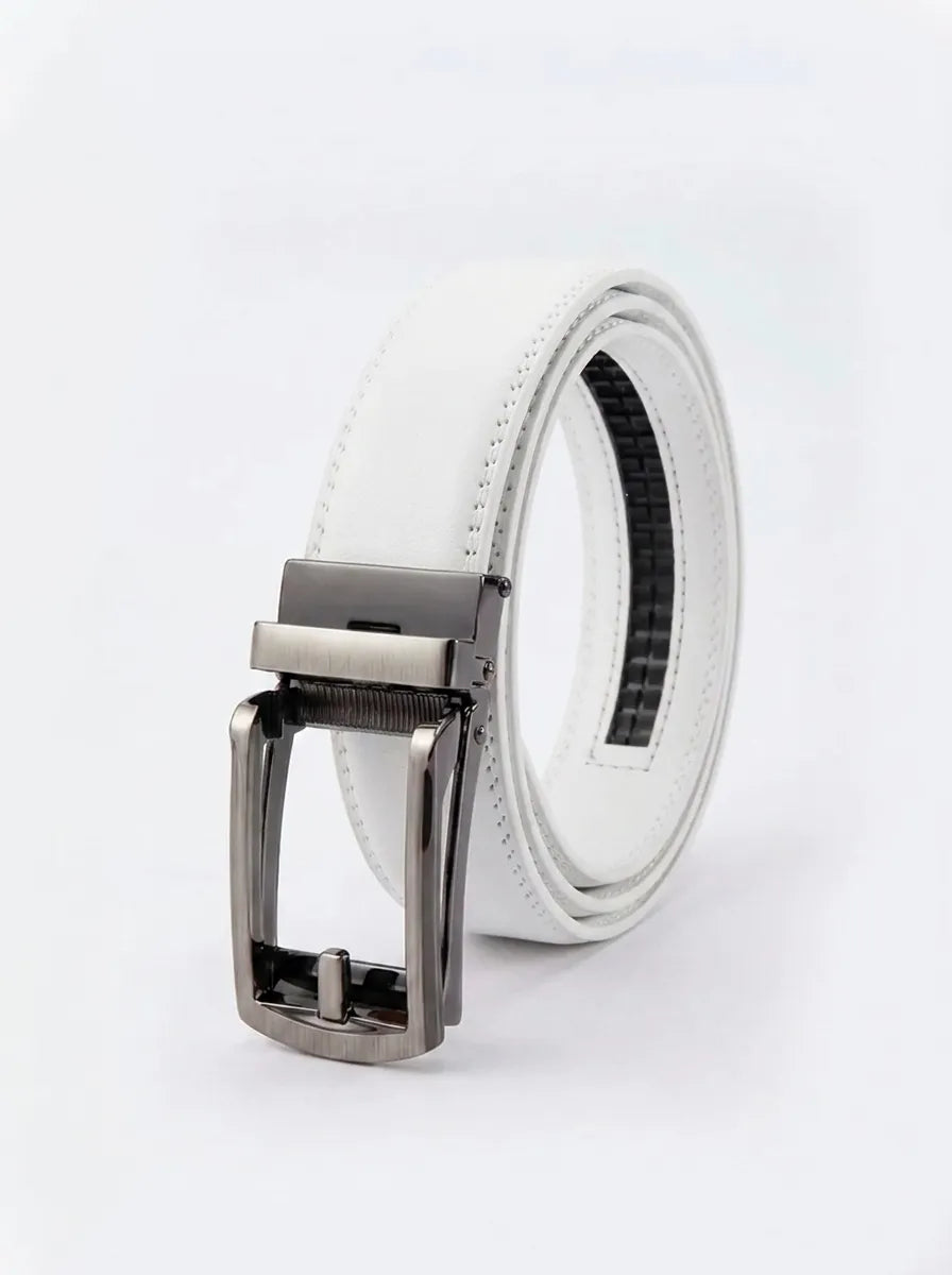 Cinturón para hombre con hebilla automática de material con aspecto de cuero
