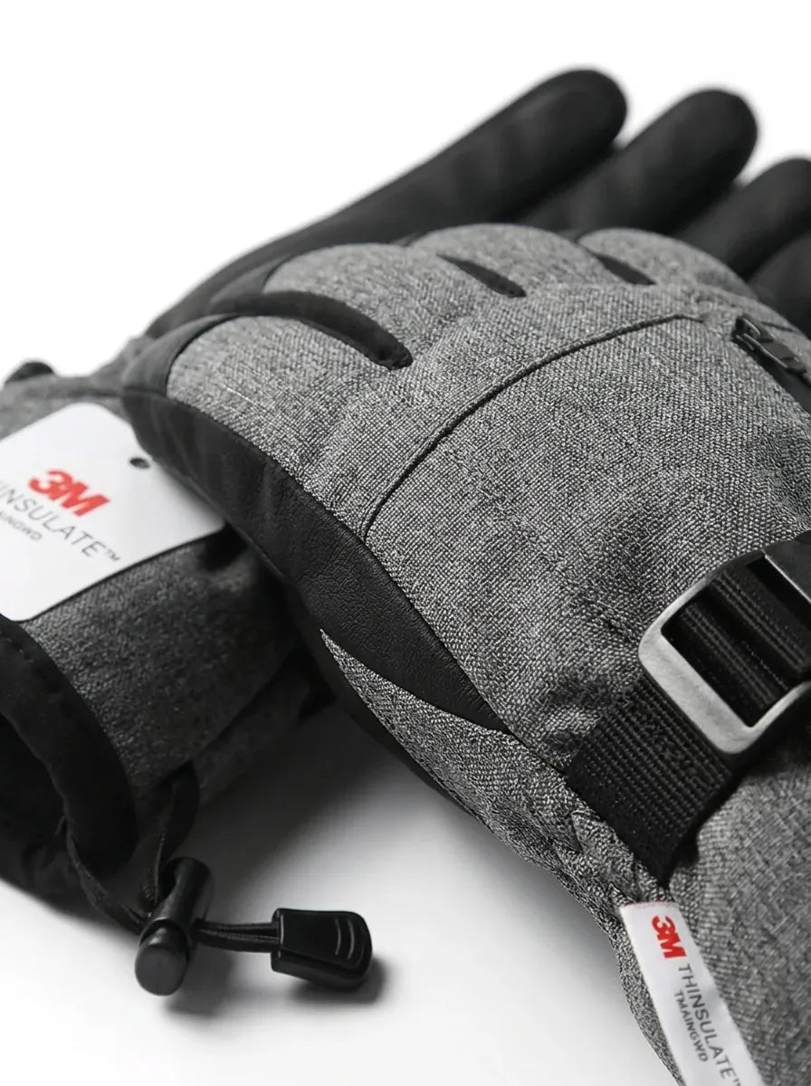 Waterproof Unisex Ski Gloves for Winter Sports with Adjustable Strap and Zipper