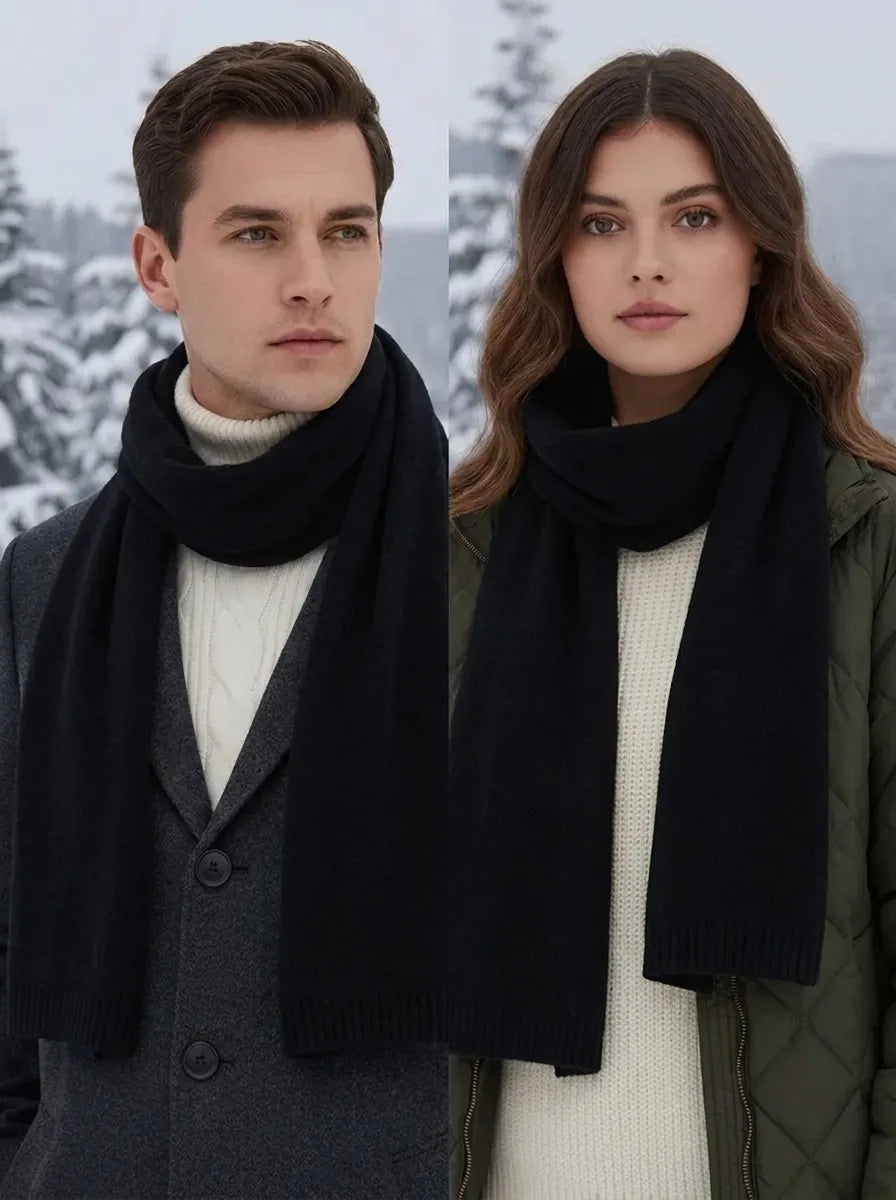 Écharpe Tricotée Chaude Hiver Unisexie Couleur Unie
