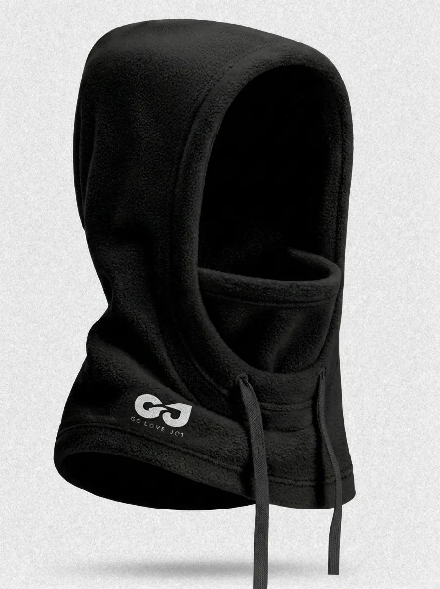 Cagoule polaire unie avec cordon de serrage, style cagoule-écharpe