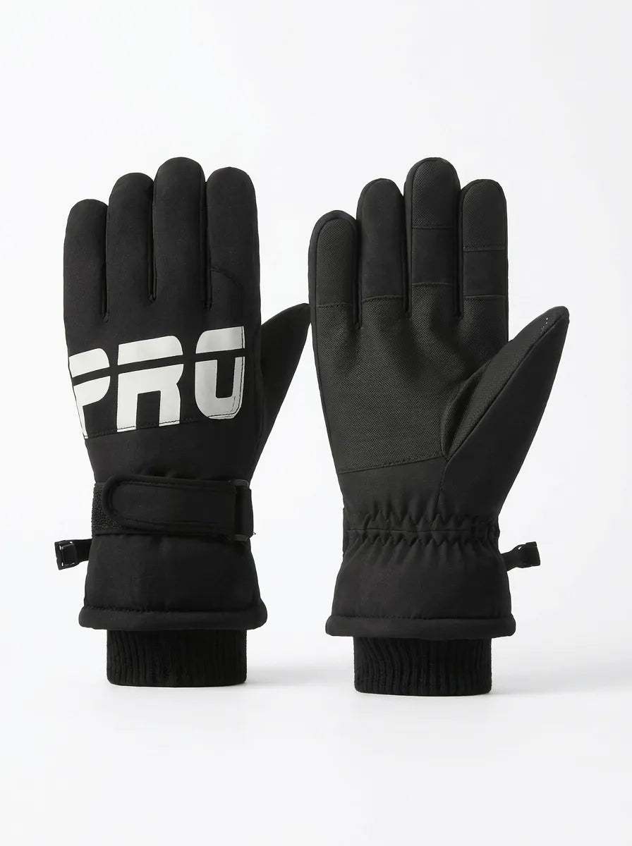 Wasserdichte Skihandschuhe mit verstellbarer Stulpe und Logo
