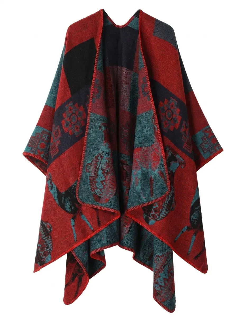 Cardigan Kimono Femme à Motifs Ethniques Imprimés Coupe Ample Multicolore
