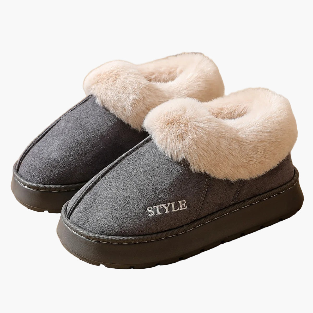 Pantoufles d'intérieur pour femme style bottillon chaud et confortable