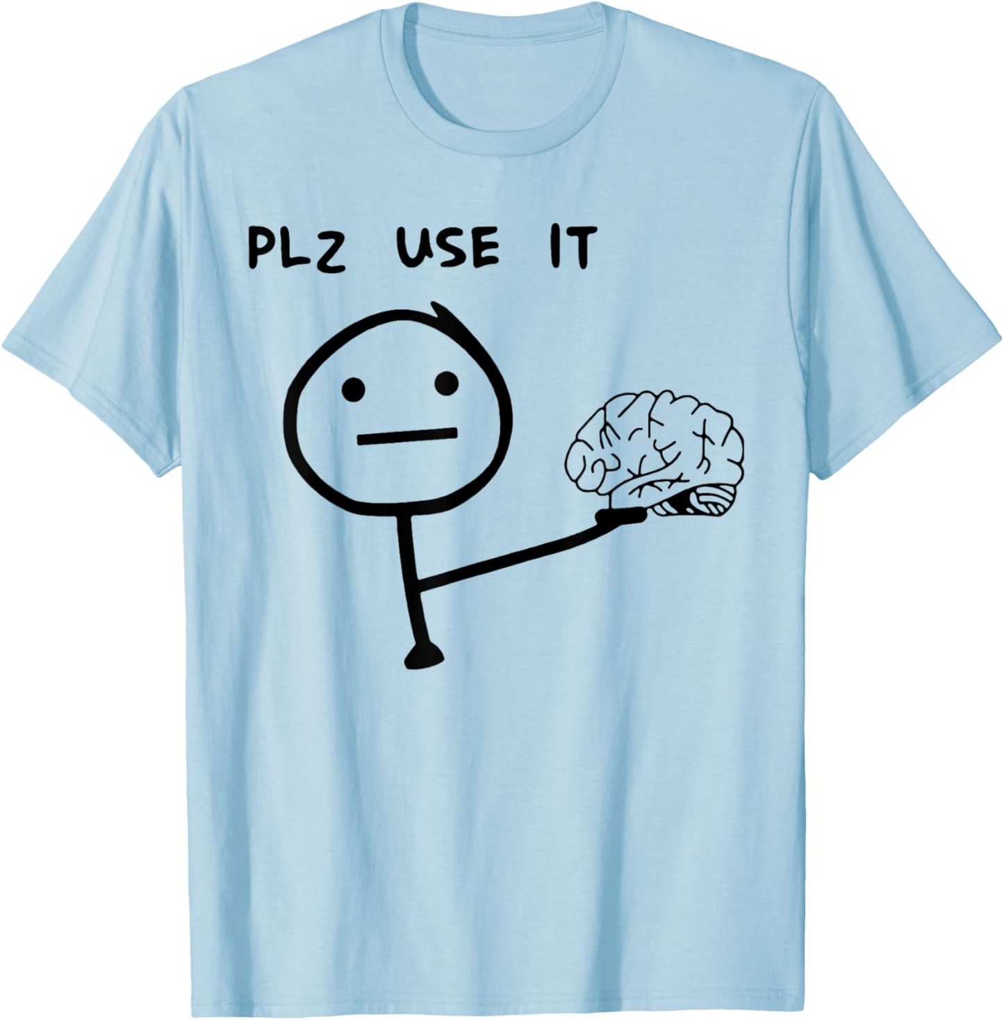 T-shirt homme humoristique style casual motif stickman "PLZ USE IT" – Idéal pour un look décontracté original