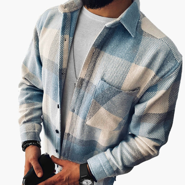 Surchemise à carreaux style décontracté pour homme – Mode urbaine et polyvalente