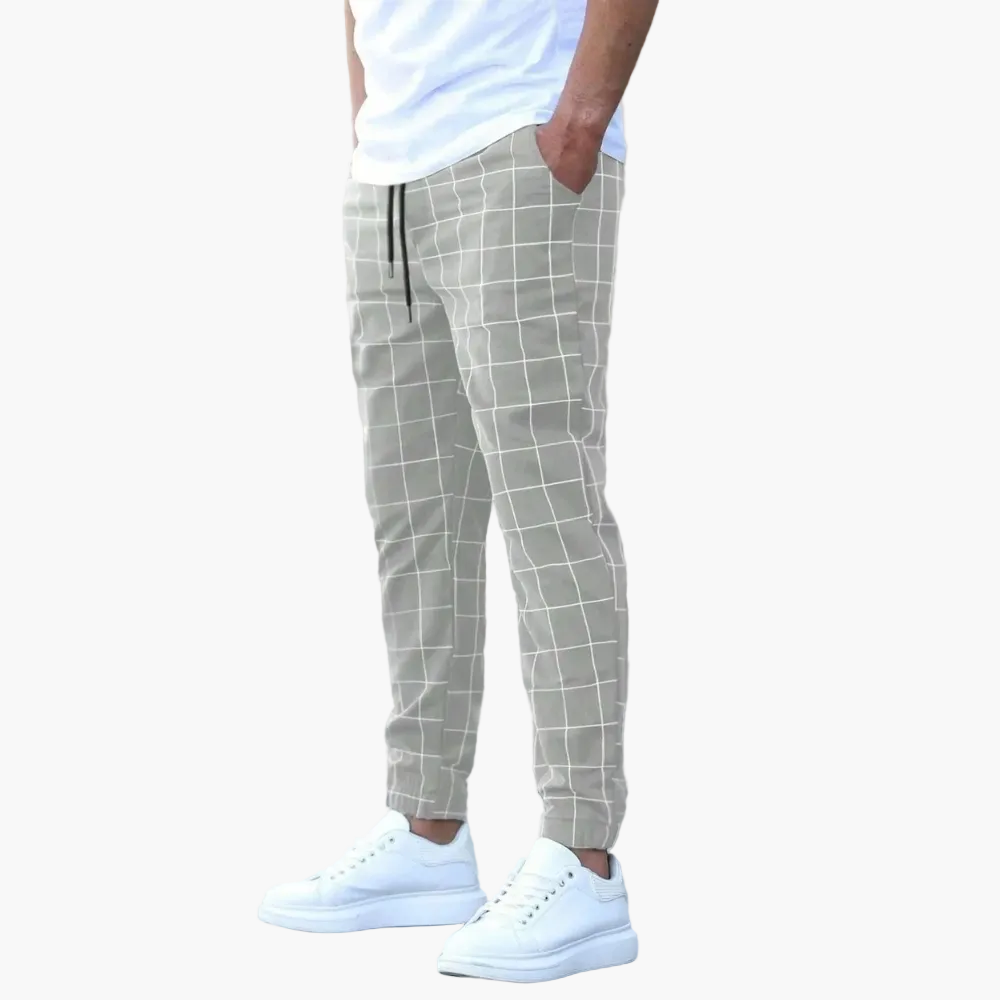Herre joggingbukser med smal pasform og ternet urban stil til fritid og afslapning