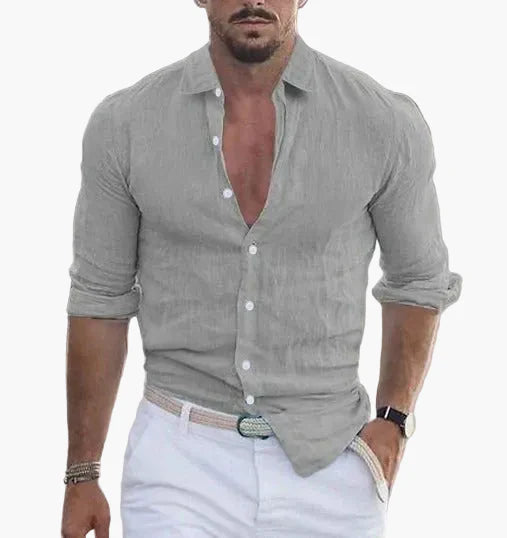 Camisa de Verano para Hombre Elegante y Casual – Mangas Largas, Estilo Moderno, Ideal para la Temporada Calurosa