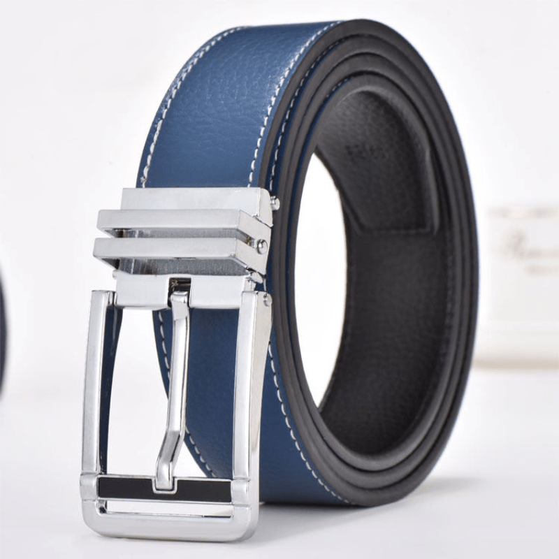 Cinturón para hombre con hebilla automática de material con aspecto de cuero
