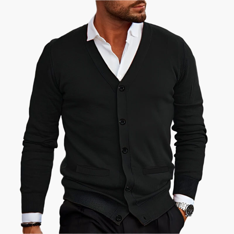 Herre Cardigan Elegant V-udskæring Business Casual Stil