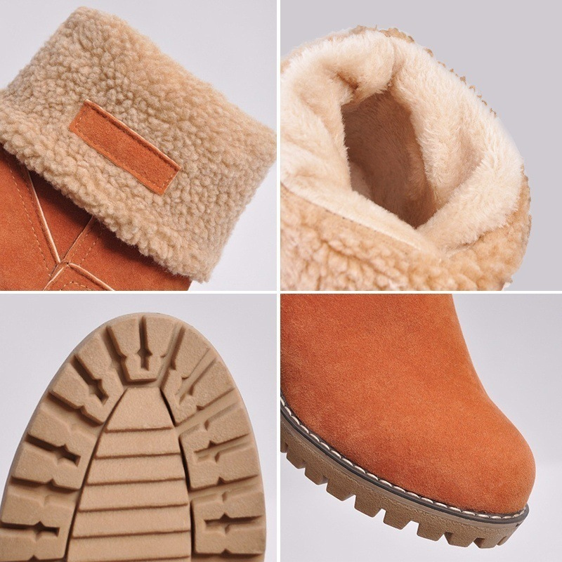 Women's Warm Suede-Like Boots with Cuffs - Winter Comfort and Versatile Style